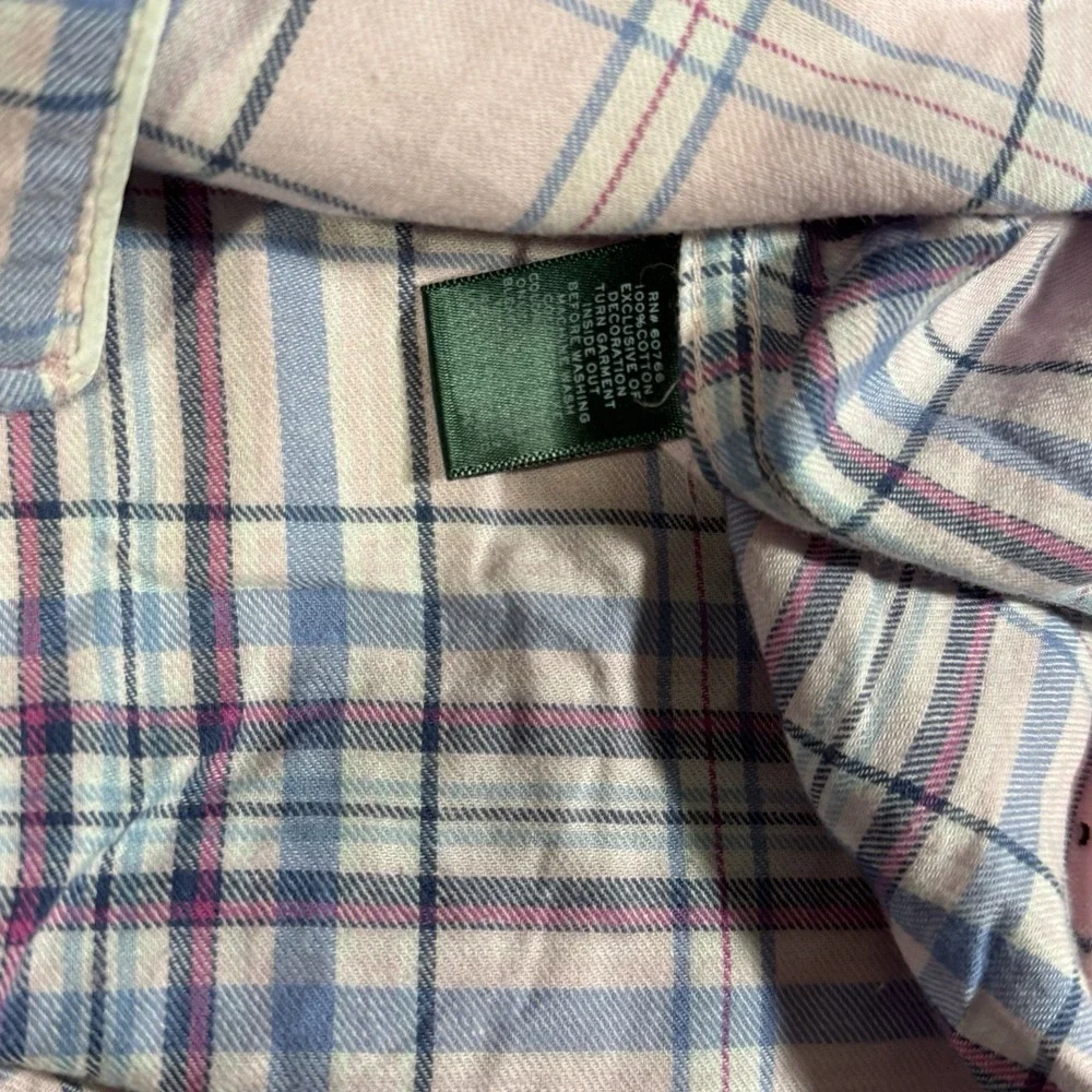 Vintage Lauren Ralph Lauren Women's Collar Classic Pajama Set Pink Plaid Size XL - Picture 5 of 12